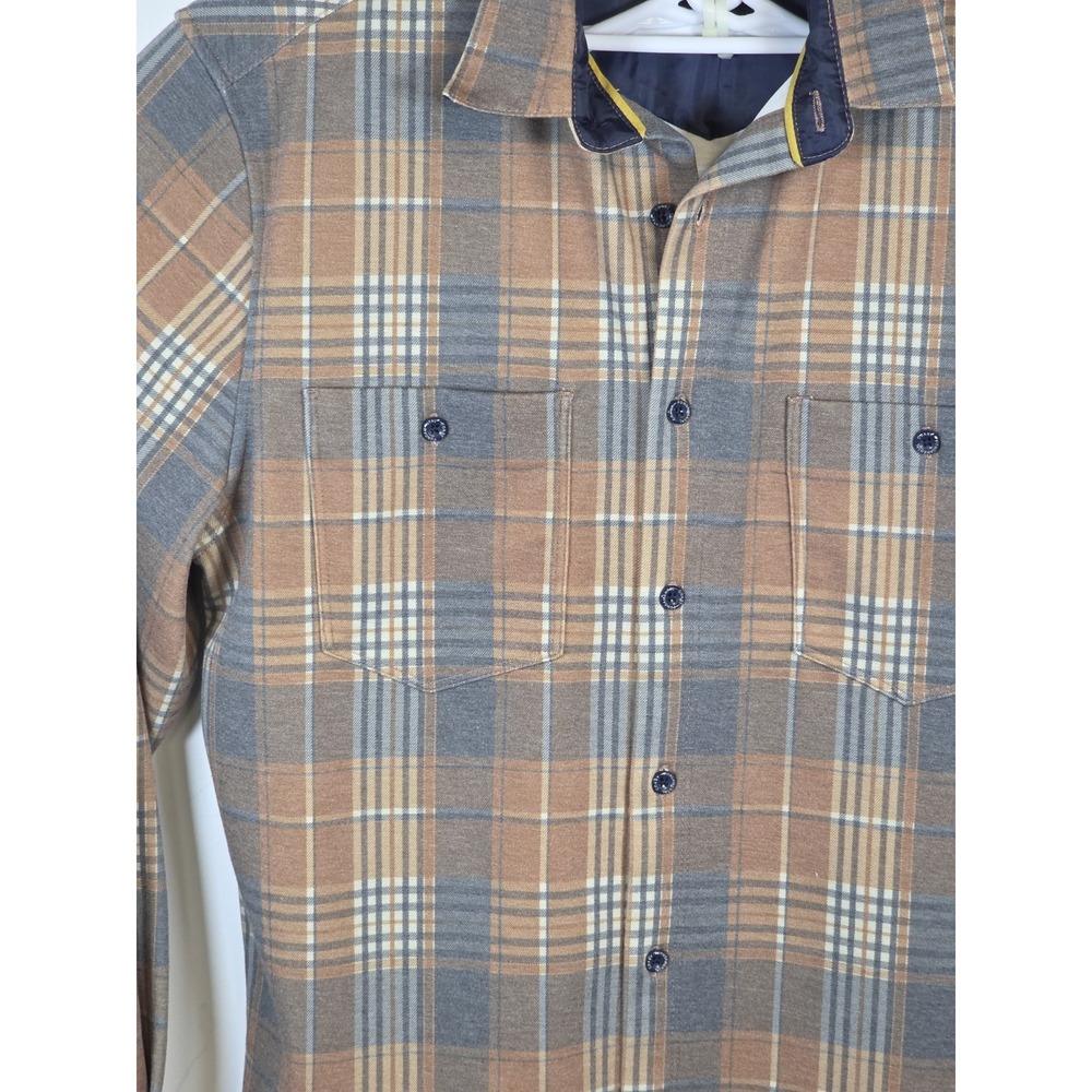 Fundamental Coast Mens Medium Plaid Long Sleeve Button Up Shirt Brown Casual - Picture 2 of 10